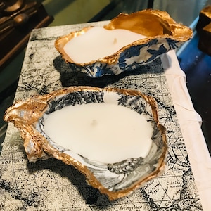 Oyster shell candle, shell candle, oyster candle, decorative shell candle