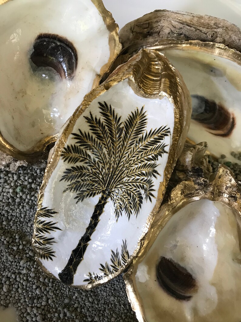 Decoupage Oyster Shells Painted Oyster Shells Oyster Shell Etsy