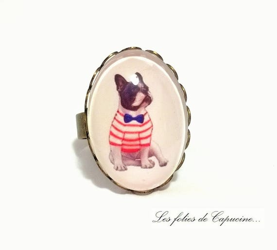 Stud Earring Pair with Cabochon Picture Chihuahua dog bronze different sizes