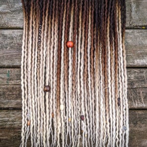 Dark Brown to Blonde 3/4 Set of Wool Dreadlocks