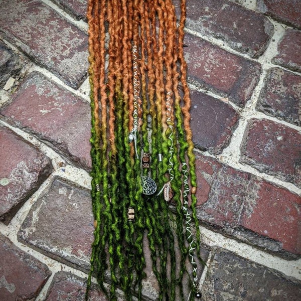 Ginger Green Goddess Accent Set of Wool Dreadlocks