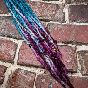 Teal and Plum Accent Set of Wool Dreadlocks