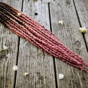 Dusty Rose Accent Set of Wool Dreadlocks
