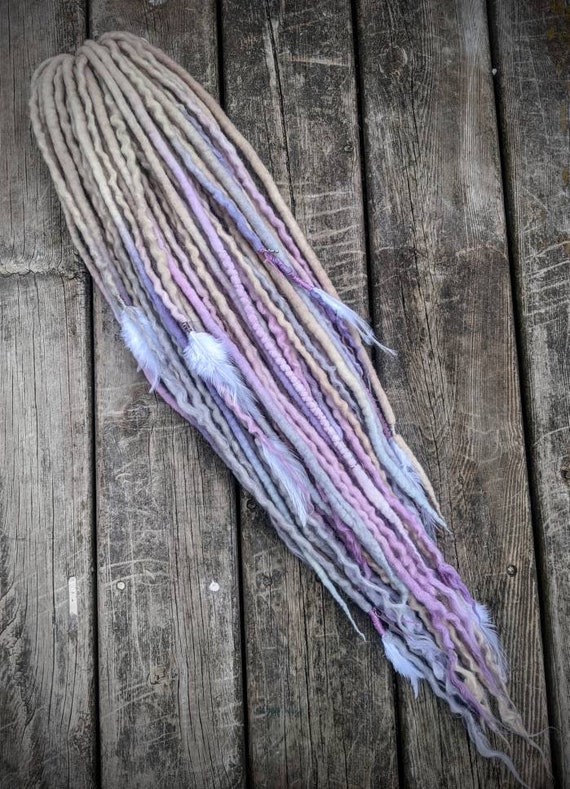Handcrafted unicorn wool faux dreads clip in 7 Amazon.com : Pouweney 22 inch 5 Packs Clip in Wool Dreadlock  main image 3