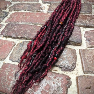 Burgundy Partial Set of Wool Dreadlocks image 3