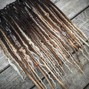 Chocolate Brown to Warm Blonde Ombre Half Set of Wool Dreadlocks