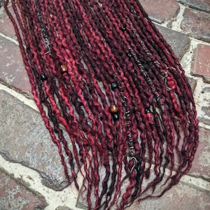 Burgundy Partial Set of Wool Dreadlocks image 1