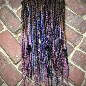 Orchids and Amethyst Full Set of Wool Dreadlocks