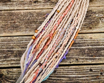 Platinum Half Set Wool Dreadlocks with Sunset Accents