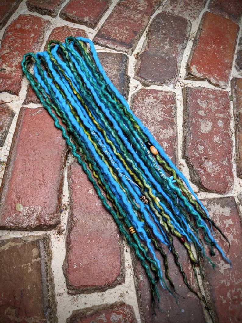 Aqua Mermaid Accent Set of Wool Dreadlocks - Etsy