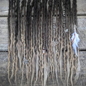 Ash Brown to Blonde Ombre Partial Set of Wool Dreadlocks