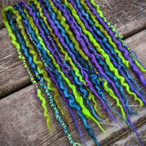 Violet Accent Set of Wool Dreadlocks Etsy