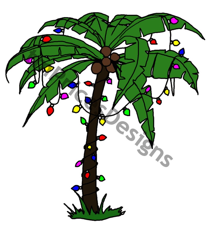 Palm Tree With Christmas Lights Instant Digital Download Etsy