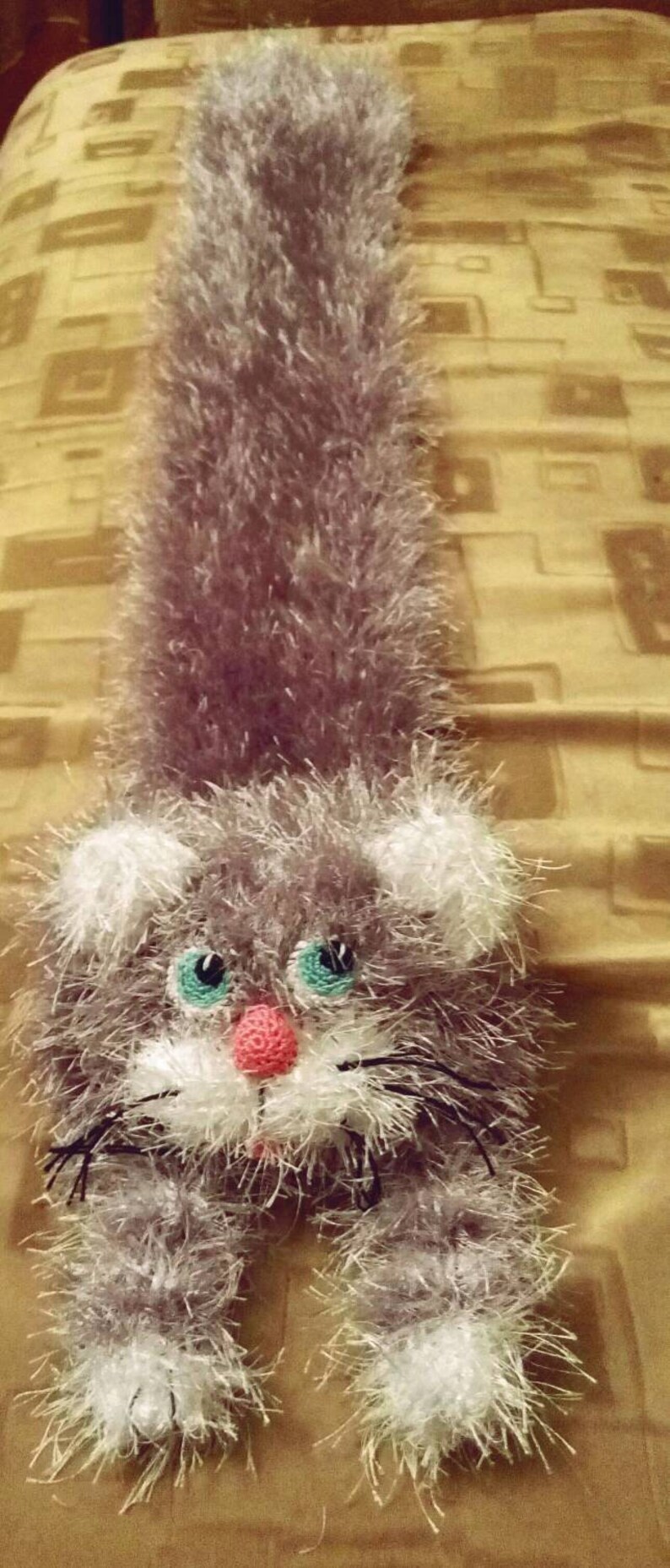 Funny Cat Scarf Soft Scarf Animal Scarf Knit Scarf Funny Scarf Etsy