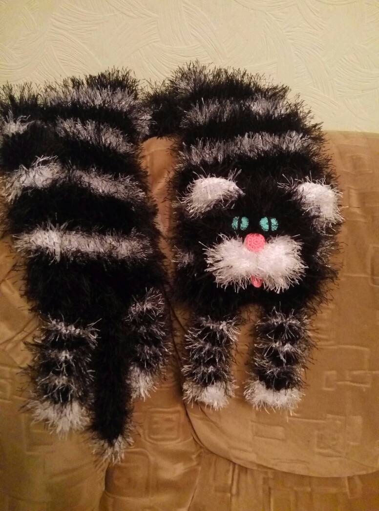 Tabby cat scarf funny Cat scarf soft scarf animal scarf knit Etsy