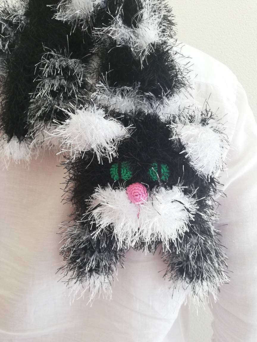 Tabby cat scarf funny Cat scarf soft scarf animal scarf knit Etsy