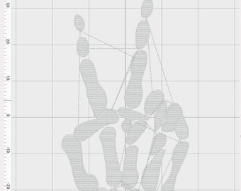 skeleton peace sign PES embroidery file