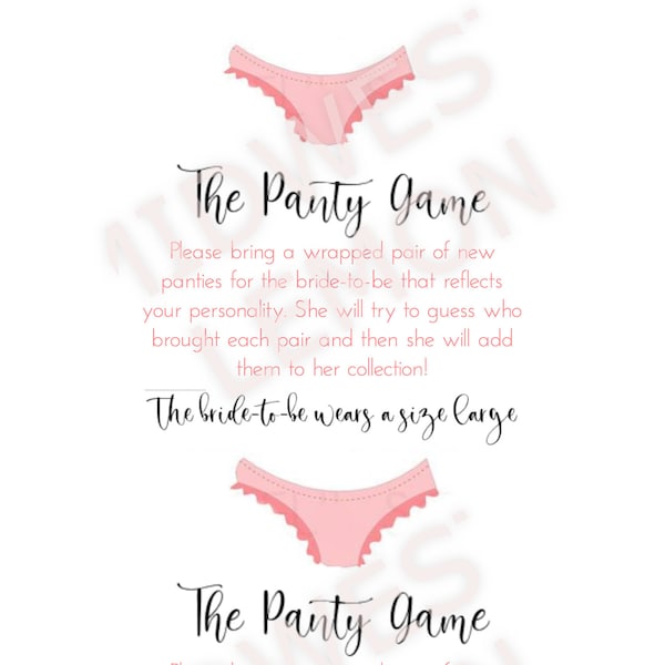 PANTY GAME bachelorette party size large
