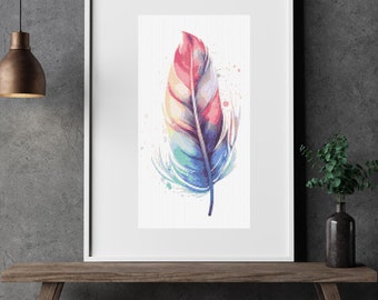 Feather Cross Stitch Pattern: Exotic Bird Embroidery (PDF Pattern)