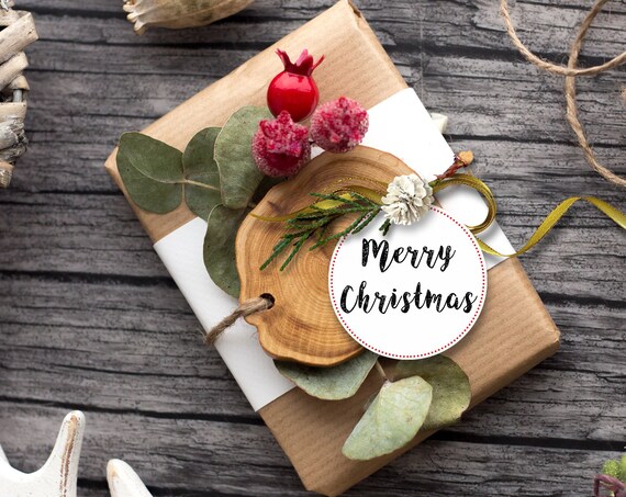 Gift Tag Mockup Round 2 Round Christmas Gift Mockup