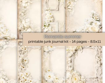 Carta da junk journal romantica estiva stampabile