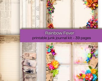 Kit di junk journal stampabile Rainbow Fever