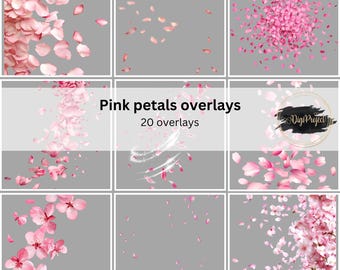 Pink petals overlays, digital overlays, flower overlays, summer overlays, wedding overlays, photography overlays