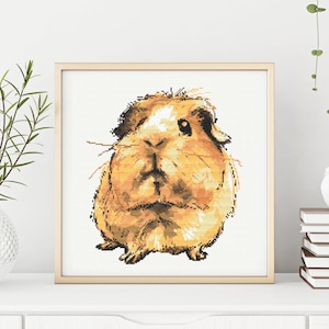 Guinea pig cross stitch pattern, cute animal cross stitch pdf pattern, modern embroidery design, modern cross stitch pattern, DMC pallet
