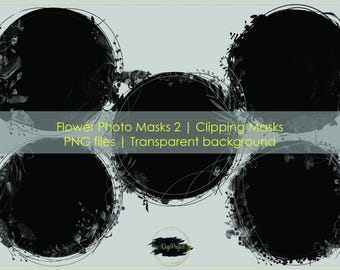 Floral Circle Photo Masks: Photoshop PNG Clipping Masks (Digital Download)