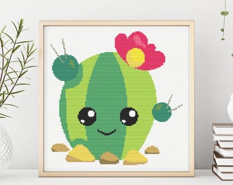 Cactus cross stitch pattern, succulent cross stitch pattern, easy embroidery design, DIY cross stitch pattern,  pdf chart pattern