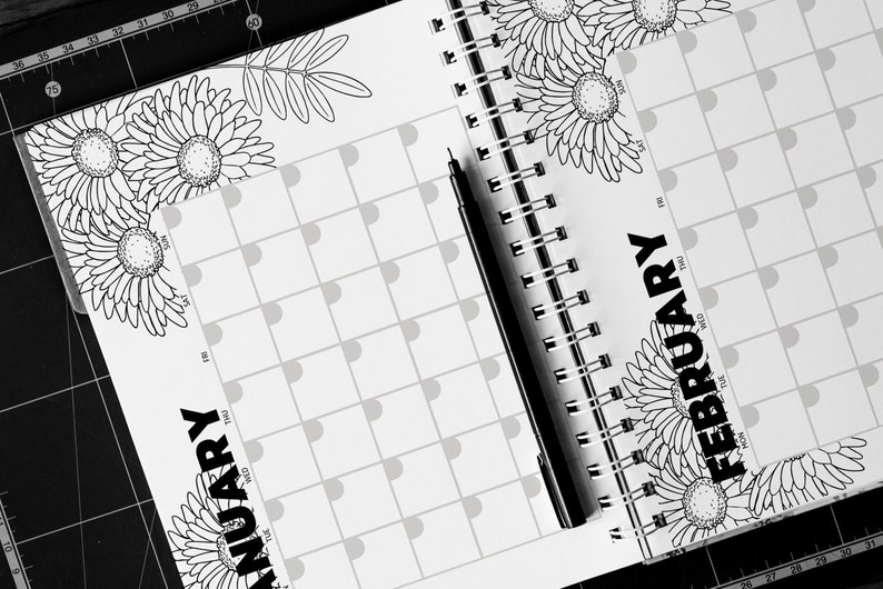 printable monthly calendar 2021 blank notes letter size a4 etsy
