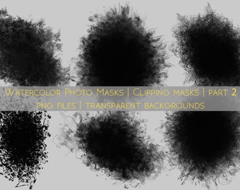 Watercolor Photo Masks, Transparent PNG Clipping Masks (Digital Download)