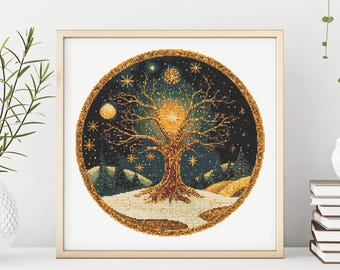 Tree of Life Cross Stitch Pattern, Boho Nature Design (PDF)