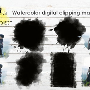 Watercolor digital clipping photoshop masks, clipping mask, digital masks, photographer tools, png, watercolor