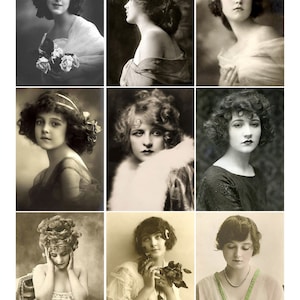 Digital Collage Sheet 2.5 X 3.5 ATC Sized Images, printable ATC Cards, Vintage Ladies, Vintage images, old photo