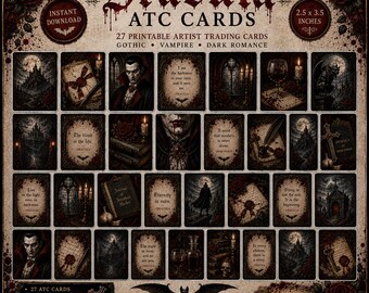 Dracula Gothic ATC Cards | Vampire Junk Journal Ephemera (Digital Download)