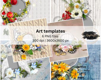 Set di pagine rapide, pagine di album di ritagli digitali, pagine di album predefinite, modelli di album fotografici, modelli di album digitali, pagine png