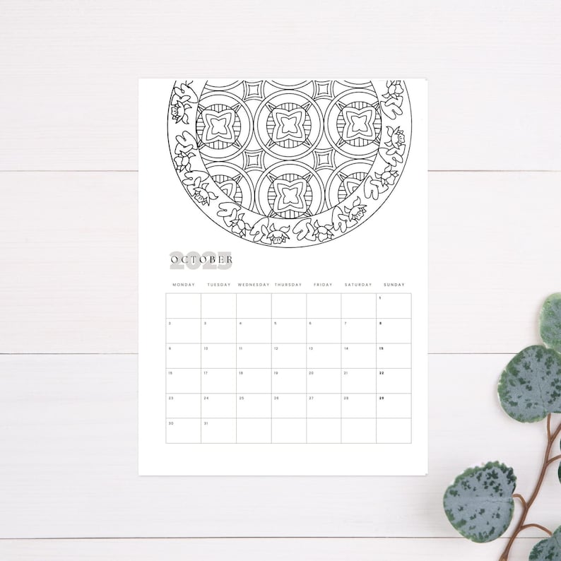 Mandala Calendar 2023 Coloring Pages Printable Calendar Etsy Canada