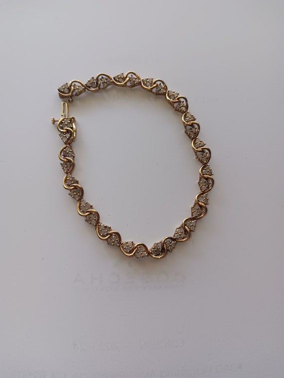 DIAMOND Gold Bracelet 10k Vintage - image 3