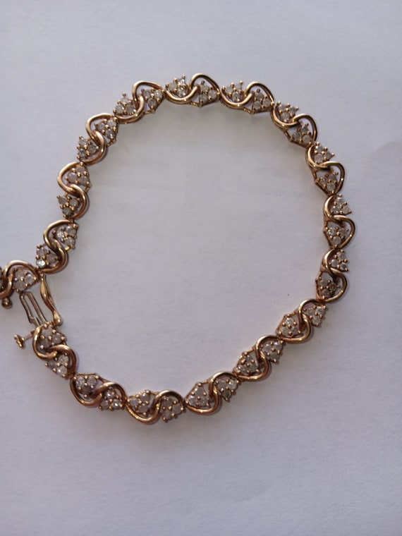DIAMOND Gold Bracelet 10k Vintage - image 1