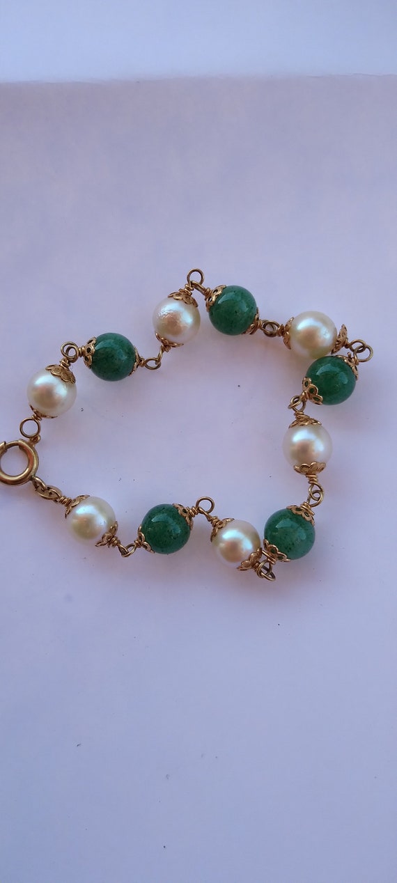 18K PEARL JADE BRACELET...Free Shipping...