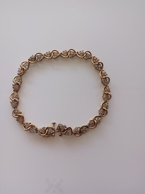 DIAMOND Gold Bracelet 10k Vintage - image 4
