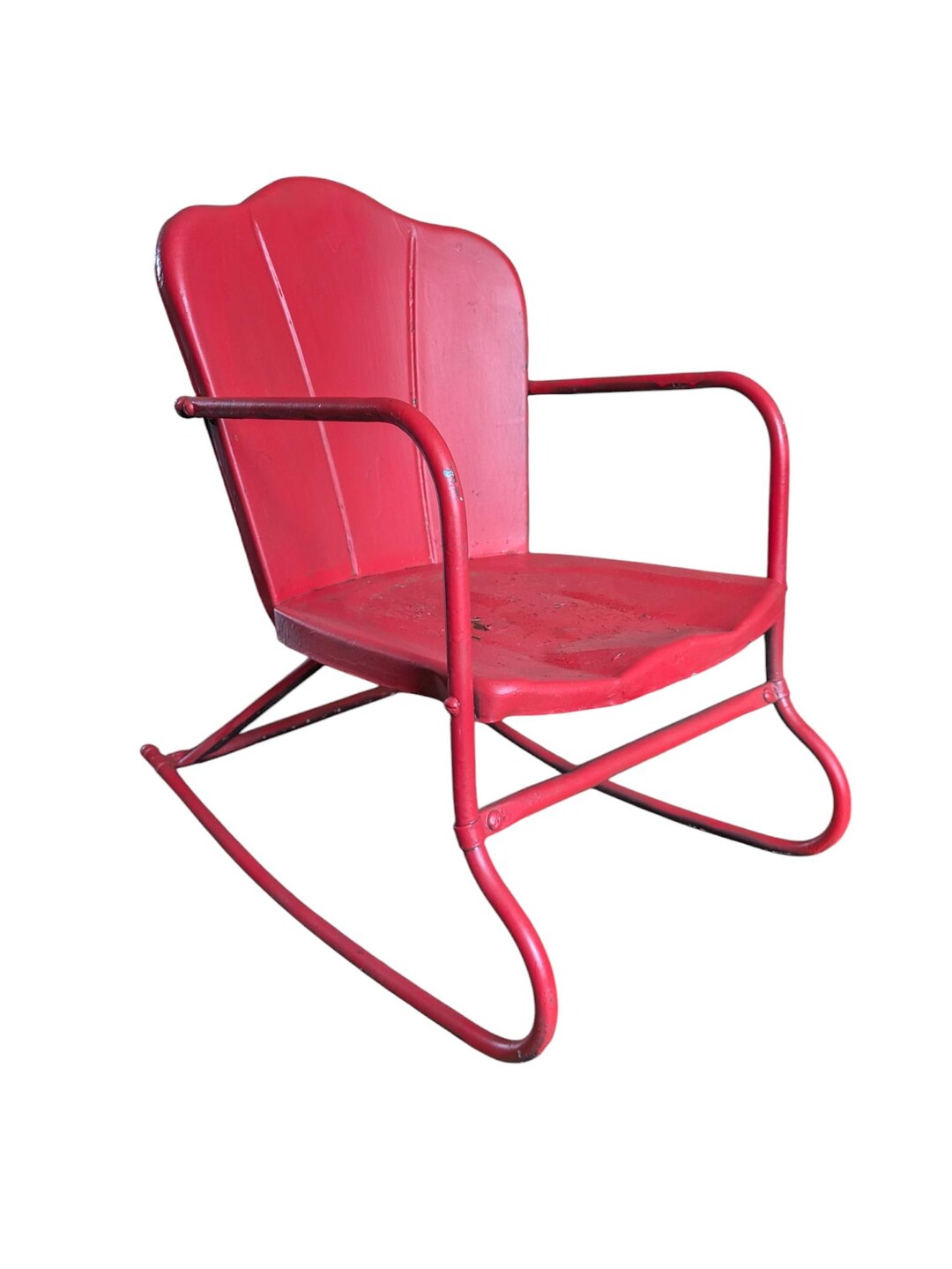 Vtg 50s 60s MCM Metal Rocking Chair Childs Rocker Clam Shell Condition ...