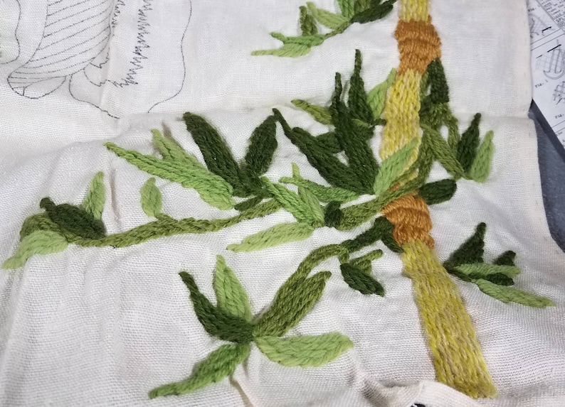 Verdant Garden Crewel Embroidery Kit Mod Retro MCM Plants Ladybugs June McClean