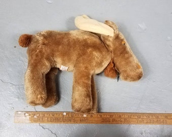 Vintage 1980 Dakin Plush 14" Sleepy Chocolate Brown Moose Korea stuffed animal