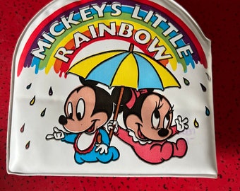 VTG 1984 Disney Mickeys Little Rainbow Bath Baby Book Waterproof Plastic RARE!.  Condition: small pen mark on front, great overall
