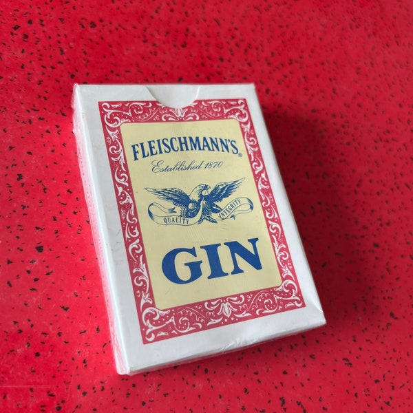 NEW Fleischmann’s Playing Cards Sealed Deck Gin Vintage Glenmore Distilleries Co. condition: new sealed, some sticker residue on packaging S