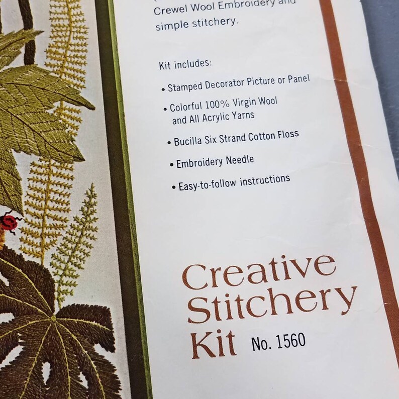 Verdant Garden Crewel Embroidery Kit Mod Retro MCM Plants Ladybugs June McClean