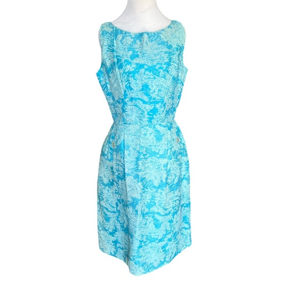 Vintage 1950s Sheath Dress Set Spring Easter Blue… - image 10
