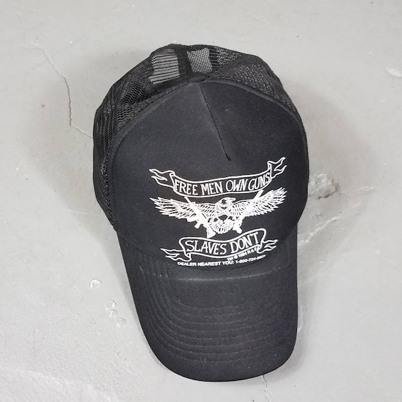 vtg 80s trucker Mesh snapback hat "Free Men Own Gu
